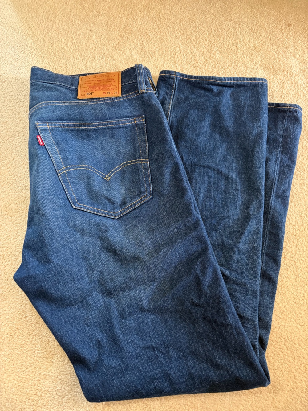 Levi’s Premium 501 Original Fit Jeans 38x34 Dark Wash Button Fly Men’s